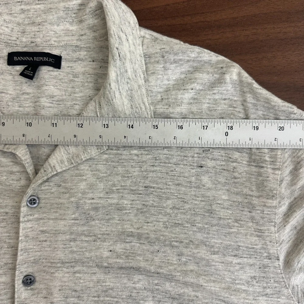 Banana Republic 100% Linen Soft Shirt Gray Camp Short Sleeve Button Up Mens L